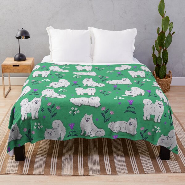 Item preview, Samoyed dogs on a green meadow designed and sold by burbura.