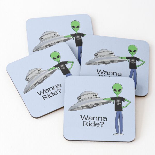 Item preview, Alien - Wanna Ride? Alien w Flying Saucer, Little Green Man designed and sold by FringeDweller2.