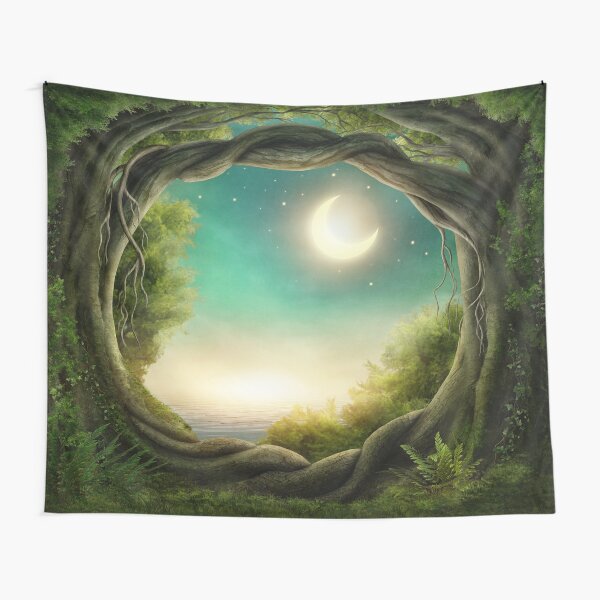 Magic Moon Tree Tapestry