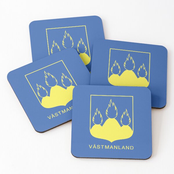 Item preview, Fire Mountain, the Coat of Arms of Västmanland, Sweden, Yellow Print (Svenska Landskap) designed and sold by Landskapsbutiken .com.