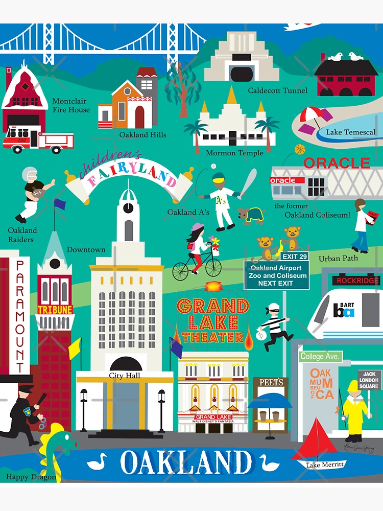 Oakland, California - Collage Illustration by Loose Petals by LoosePetals