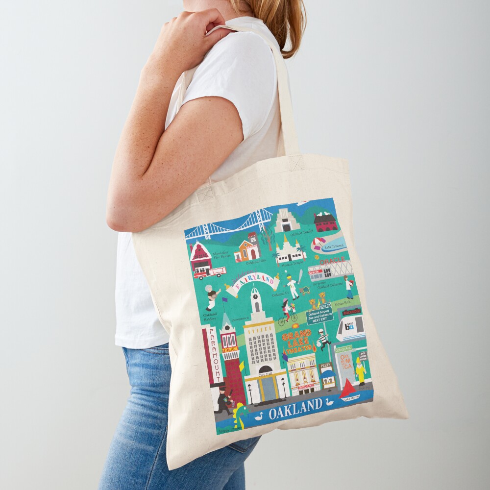 Oakland, California - Collage Illustration by Loose Petals Tote Bag