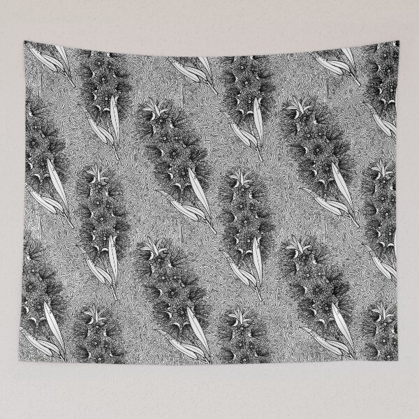 Item preview, Callistemon Bottlebrush Pattern - Black And White designed and sold by Sketchbook Designs.