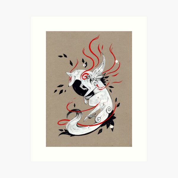 Okami Amaterasu Flower Trail Solar Flare Matte Art Print 