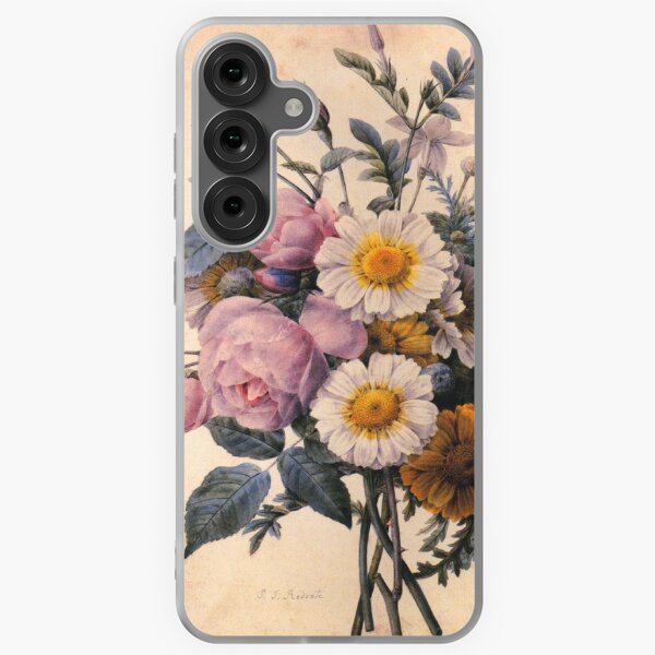 Item preview, art botanique vintage, belles marguerites jaunes et fleurs de roses roses. designed and sold by naturematters.