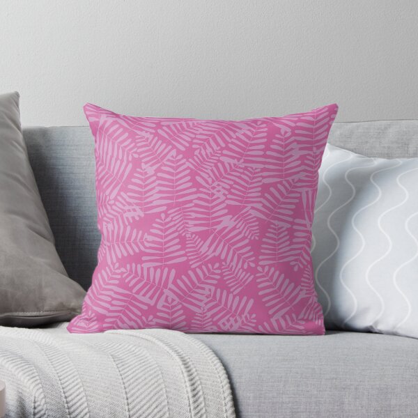 Fern Leaf Pinks Throw Pillow