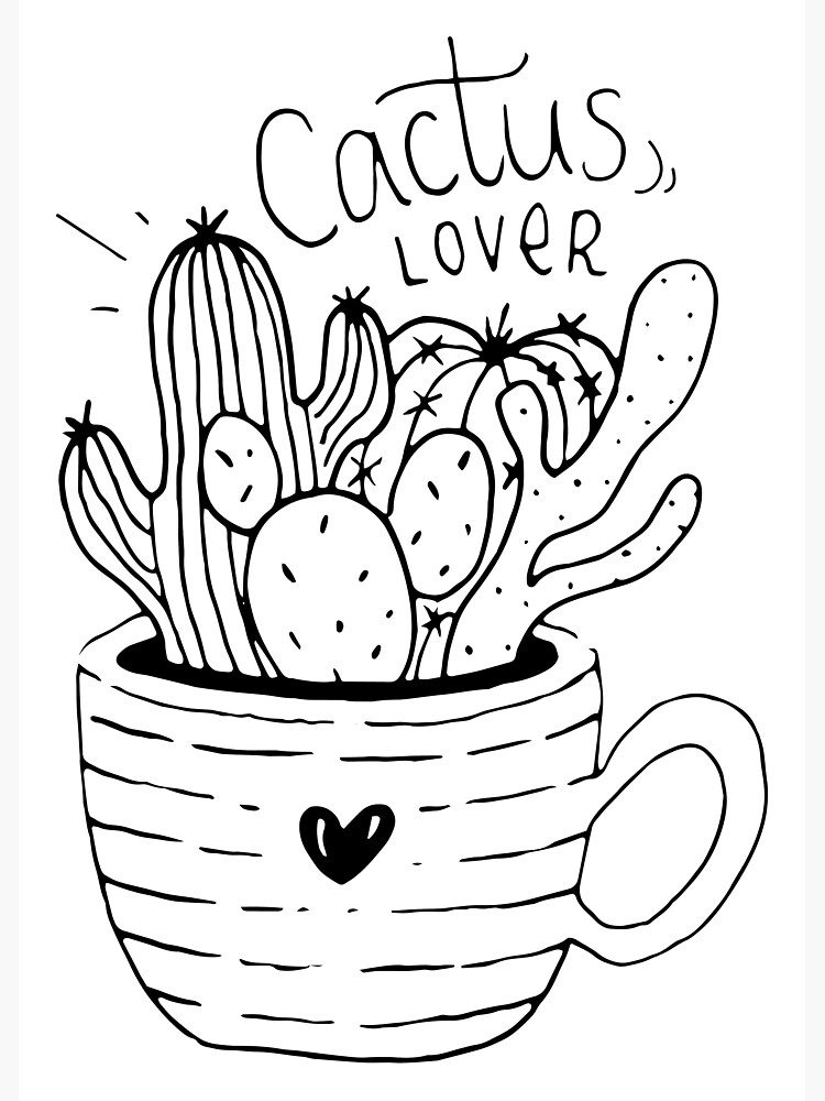 Cactus Lover Black and White - Home sweet home by mirunasfia
