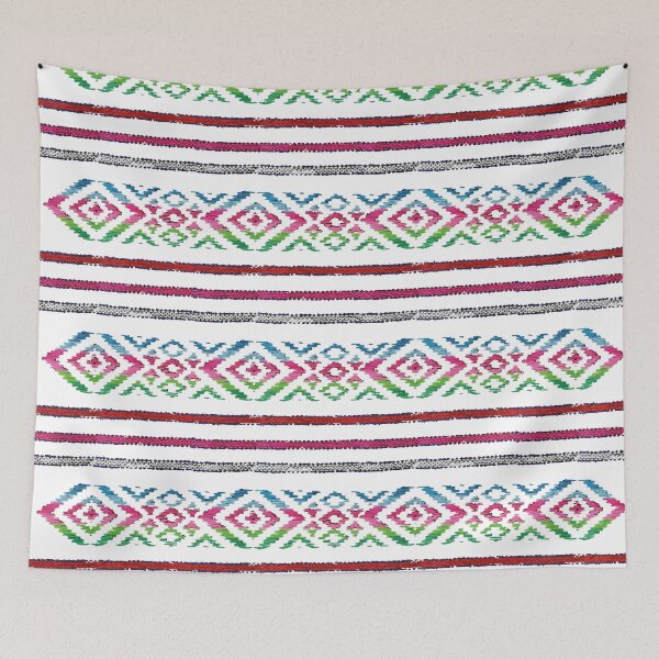 Item preview, Mexican dainty colorful print rebozo blanket aztec motive authentic poncho serape cambaya designed and sold by T-Mex.
