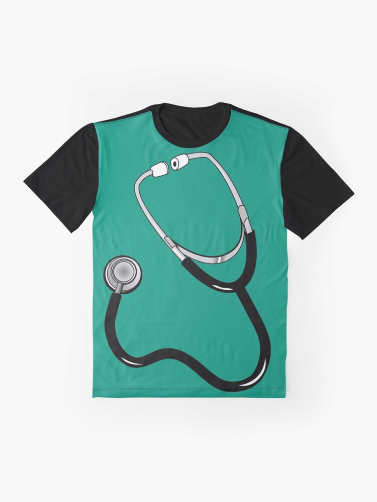 t shirt with stethoscope around neck