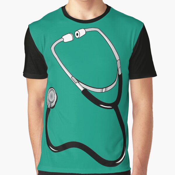 t shirt with stethoscope around neck