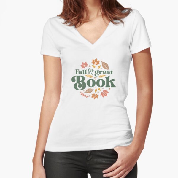  FALL INTO A GOOD BOOK Reader Autumn Reading Books Meme T-Shirt  : Clothing, Shoes & Jewelry