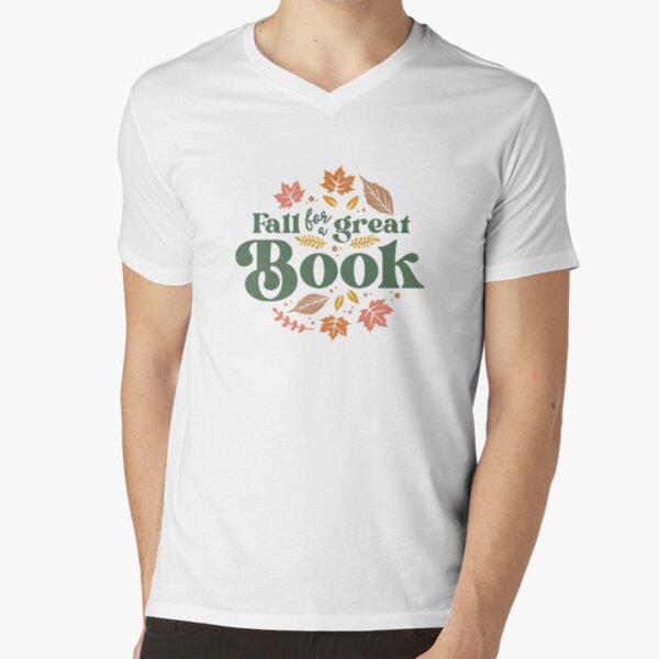  FALL INTO A GOOD BOOK Reader Autumn Reading Books Meme T-Shirt  : Clothing, Shoes & Jewelry