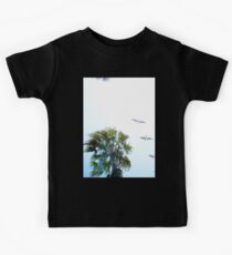 Dream-like Palm and Pelicans Flying Overhead Kids Tee