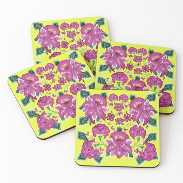 Item preview, Hot pink tehuana oaxaca flowers and leaves embroidery rosa mexicana interior design mexican tablecloth designed and sold by T-Mex.
