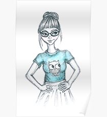 Nettes geeky Mädchen Poster