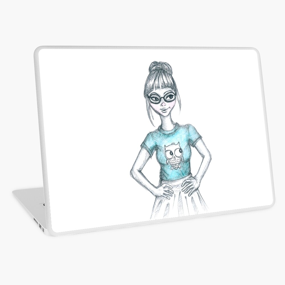 Cute geeky girl Laptop Skin
