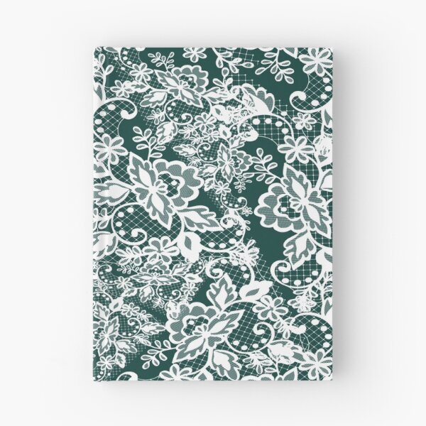 Item preview, White plant laces in dark green background  designed and sold by calmingchaos.