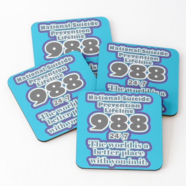Item preview, 988 National Suicide Prevention Lifeline with 3D Teal and Purple Outline designed and sold by JoyOfHopeStore.