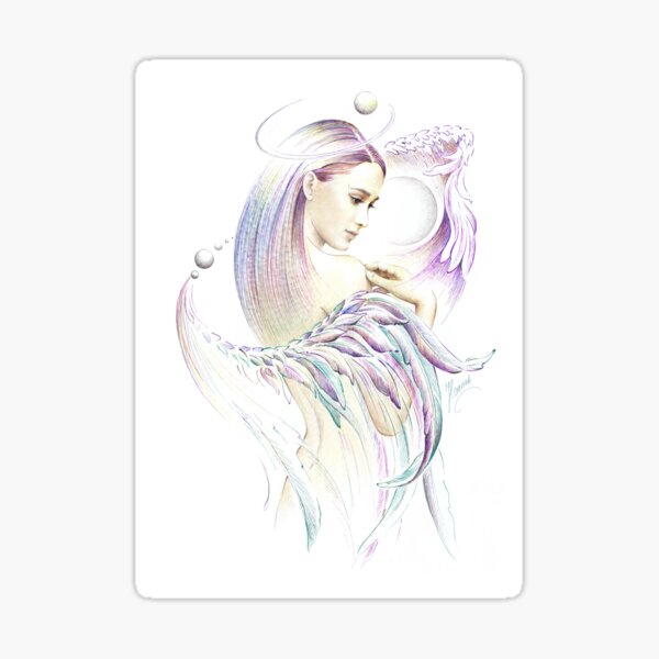 "THE VIRGO" - Playing with Wings  - Protective Angel for Zodiac Sign Sticker