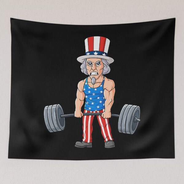 Artikelvorschau, 4. Juli Uncle Sam Weightlifting Funny Deadlift Fitness entworfen und verkauft von GeorgiHeyward.