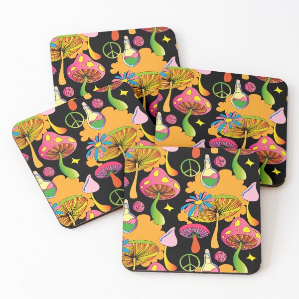 Item preview, Retro Groovy Hippie Psychedelic Magic Mushroom Trippy Hippie 60s 70s Aesthetic Art designed and sold by Cymphonyskar.