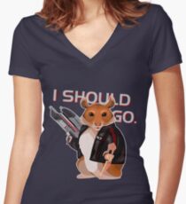 Space Hamster Mass Effect Women's Fitted V-Neck T-Shirt