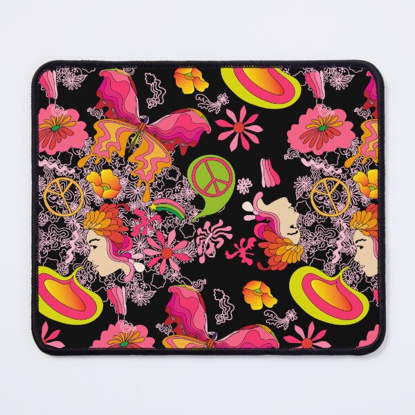 Item preview, Retro Groovy Floral Pattern Hippie Psychedelic Magic Mushroom Trippy Hippie 60s 70s Aesthetic Art designed and sold by Cymphonyskar.