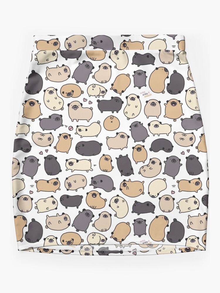 Thumbnail 3 of 4, Mini Skirt, Pug Life Doodle designed and sold by KiraKiraDoodles.