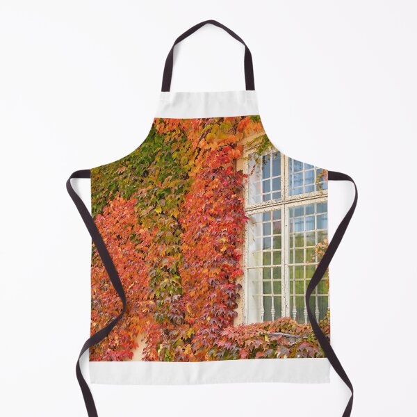 Item preview, wall with wooden windows and colorful creeper leafs autumn season designed and sold by goceris.