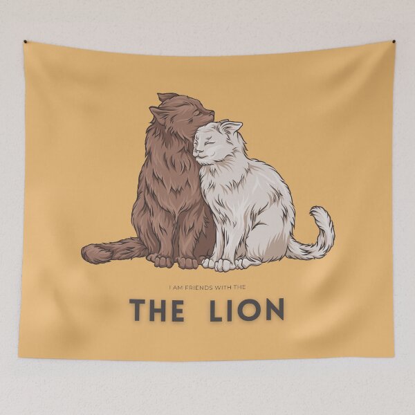 Item preview, Friends With The Lion Cat designed and sold by LIENZO Graphics ⭐⭐⭐⭐.