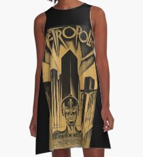Metropolis, Fritz Lang, 1926 - Jahrgang Filmplakat, b & w A-Linien Kleid