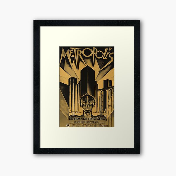 Metrópolis, Fritz Lang, 1926 - póster de película vintage, b & amp; w Lámina enmarcada