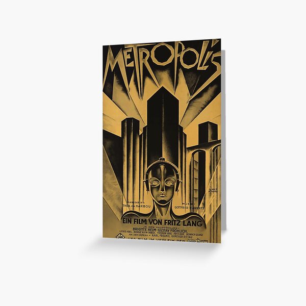  Metropolis, Fritz Lang, 1926 - vintage movie poster, b&amp;w Greeting Card