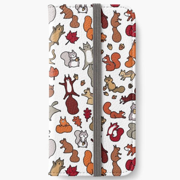 Squirrels in Fall Doodle iPhone Wallet