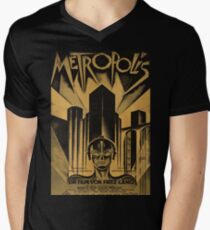 Camiseta para hombre de cuello en v Metropolis, Fritz Lang, 1926 - cartel de película vintage, b & w