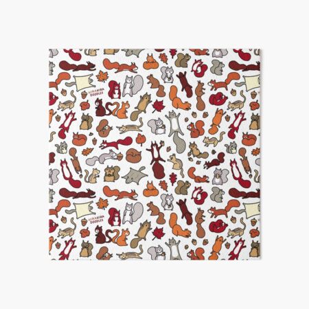 Squirrels in Fall Doodle Art Board Print