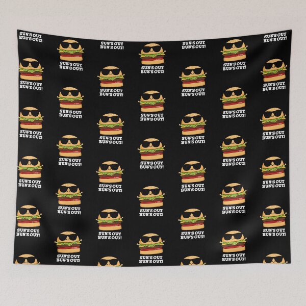 Item preview, Sun's Out Bun's Out Funny Burger Puns (Dark BG) designed and sold by punnybone.
