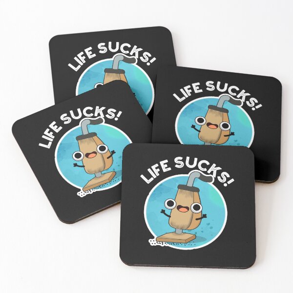 Item preview, Life Sucks Funny Vacuum Cleaner Pun (Dark BG) designed and sold by punnybone.