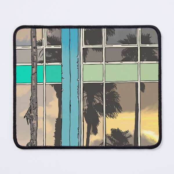 Item preview, Reflection of California palm tree on a window at sunset in Tel Aviv designed and sold by NaliniLe.