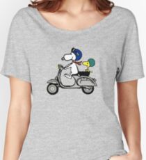 Snoopy and Woodstock on a Vespa Women's Relaxed Fit T-Shirt