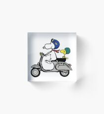Snoopy et Woodstock sur une Vespa Bloc acrylique