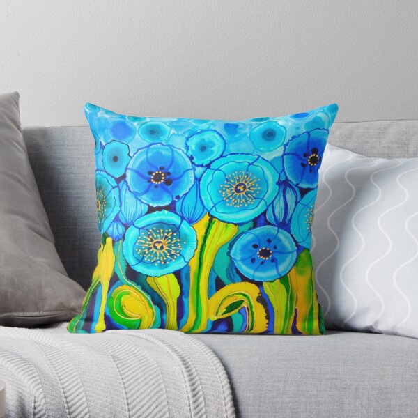 Blue Poppies 7 Belize Throw Pillow
