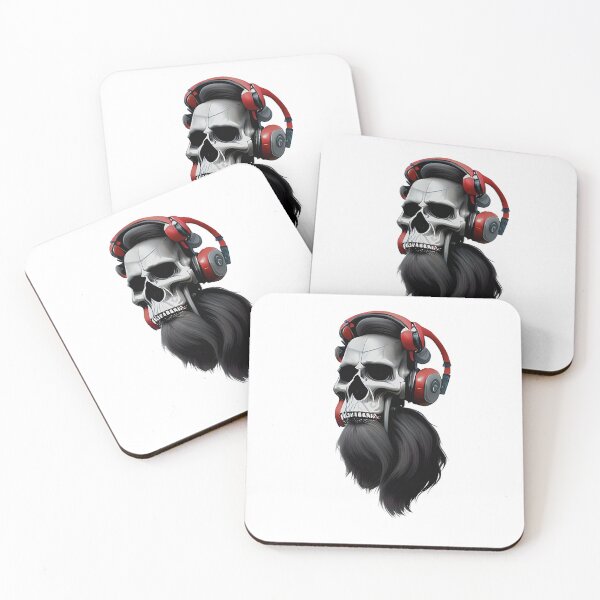Item preview, skull with Red headphones designed and sold by ralick.