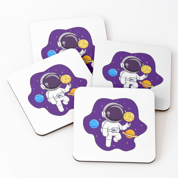 Item preview, Cute astronaut floating in space with planets cartoon. designed and sold by BEAUTY ⭐⭐⭐⭐⭐.
