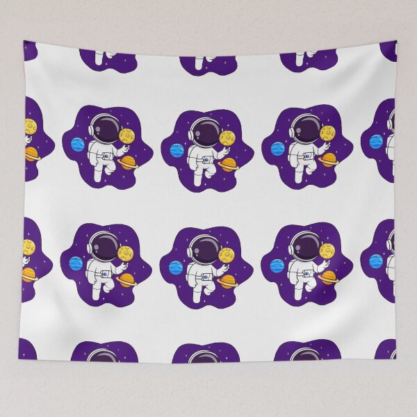 Item preview, Cute astronaut floating in space with planets cartoon. designed and sold by BEAUTY ⭐⭐⭐⭐⭐.