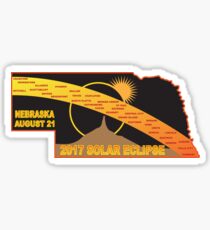 2017 Solar Eclipse Across Nebraska Cities Map Illustration Sticker