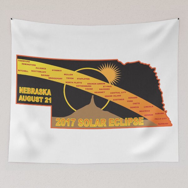 Item preview, 2017 Solar Eclipse Across Nebraska Cities Map Illustration designed and sold by jpldesigns.