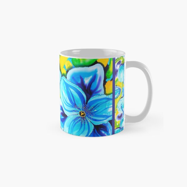 Blue Poppies 4 with Border Classic Mug