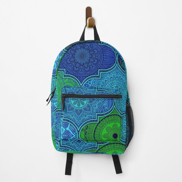 Item preview, Pin Blue Colorful Ethnic Indian Abstract Floral Tiles pattern designed and sold by Art-by-Geoff.