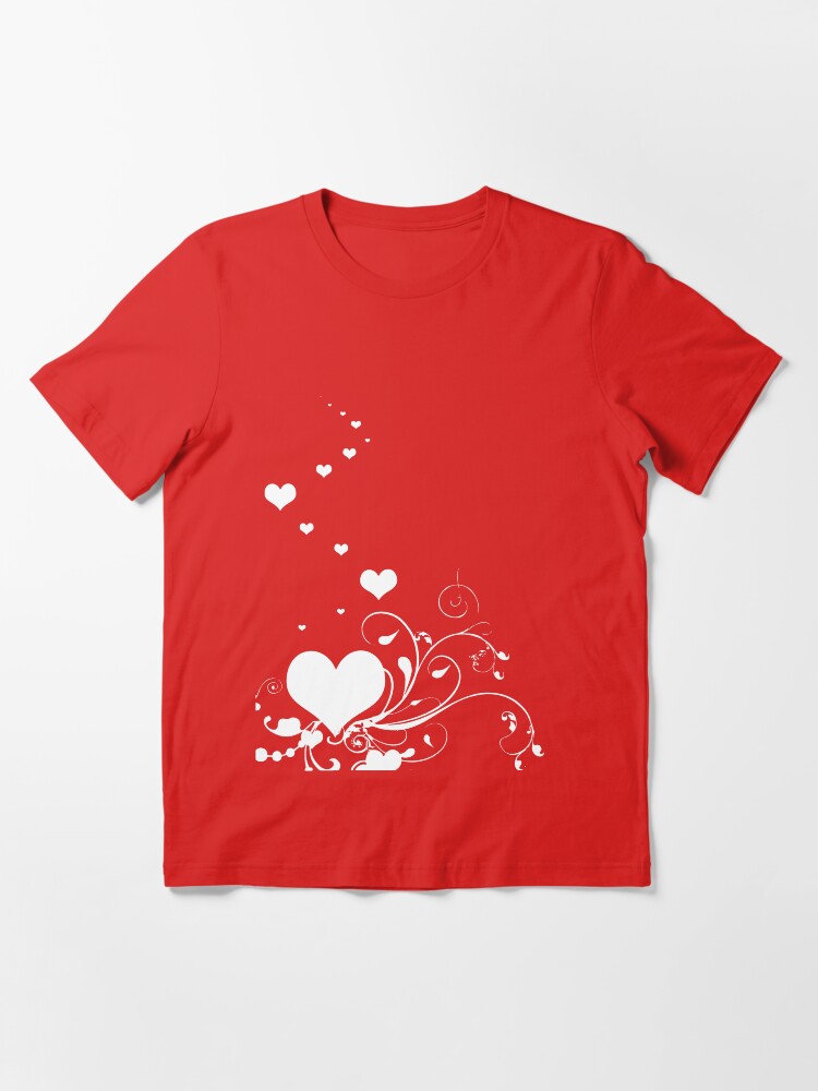 white tee shirt with red heart